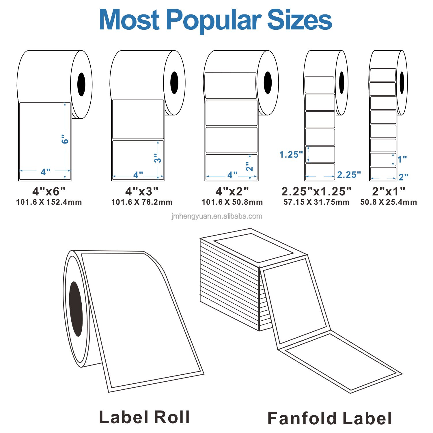 Premium Direct Thermal Label Rolls – Self-Adhesive, Water & Oil Resistant (Multiple Sizes)